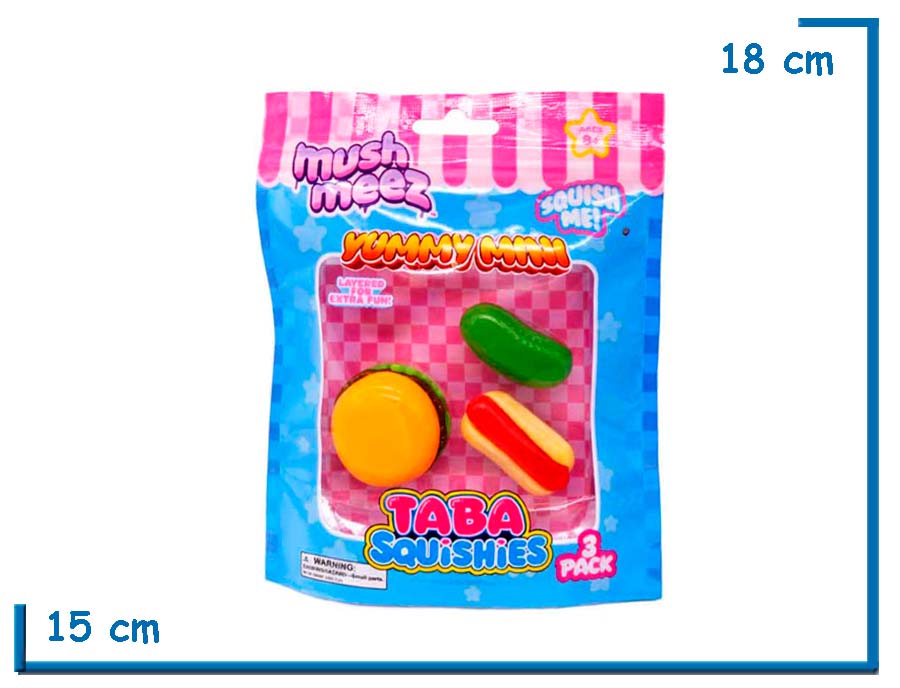 MUSHMEEZ TABA SQUISHIES YUMMY MINI SALADO 3 PACK