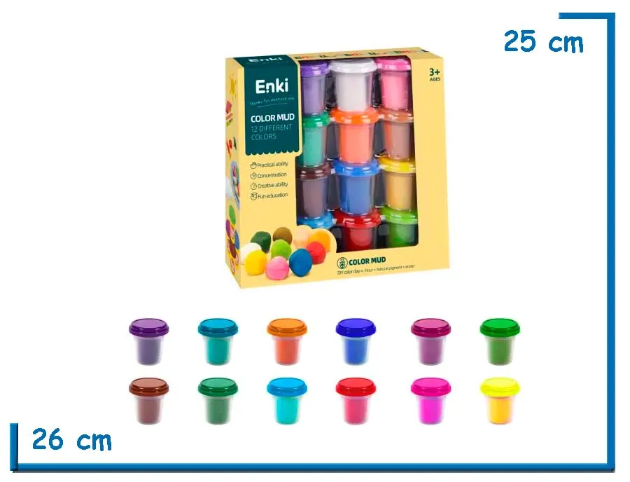 ENKI COLOR MUD 12 DIFFERENT COLORS MASAS EN POTE X12PCS