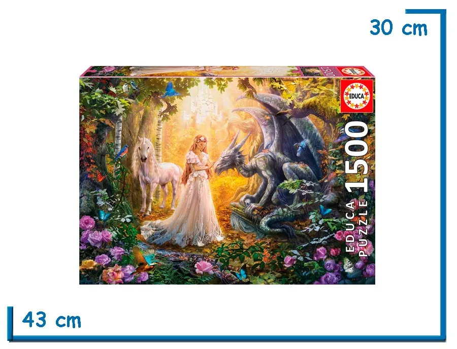 EDUCA PUZZLE X1500 PZS DRAGON, PRINCESA Y UNICORNIO