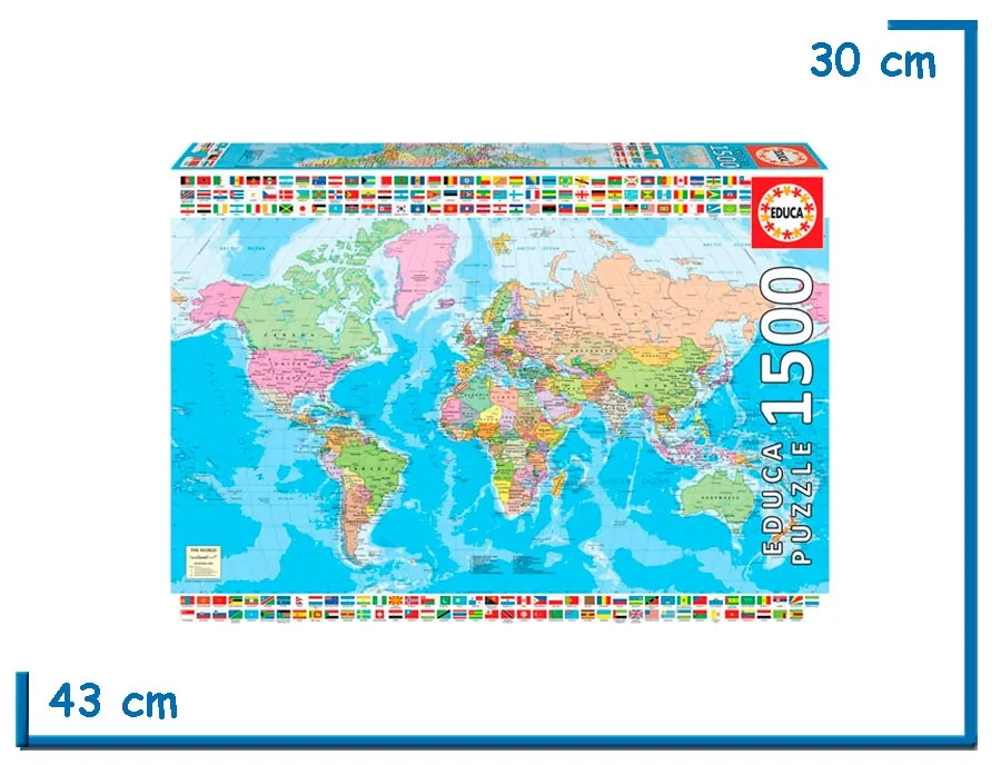 EDUCA PUZZLE X1500 PZS MAPAMUNDI POLITICO