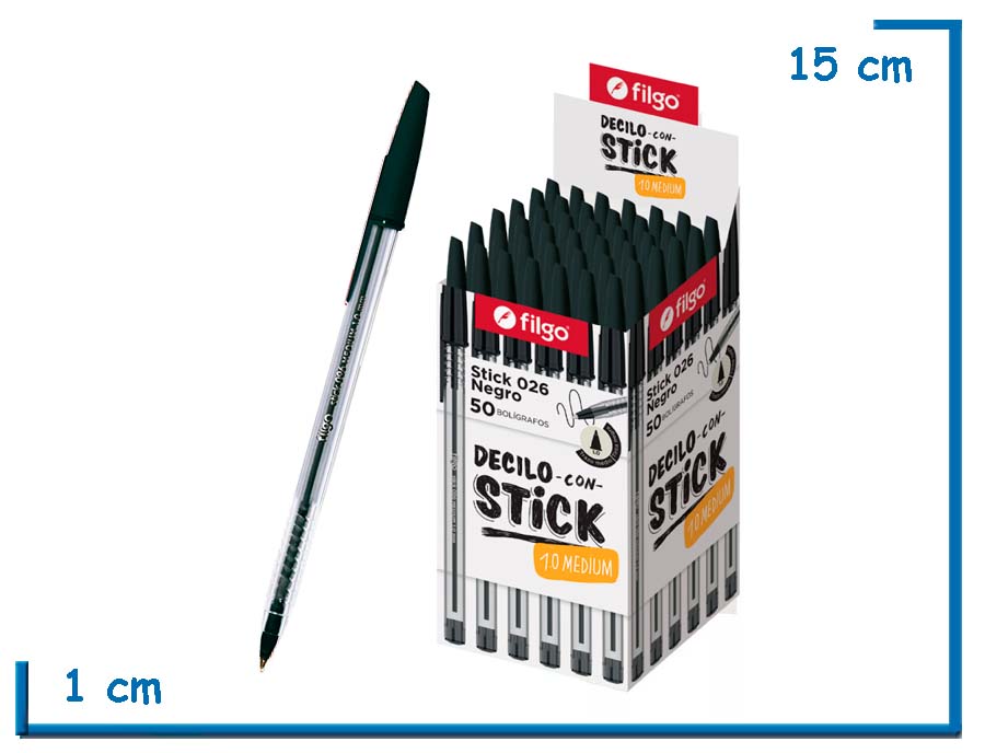 FILGO BOLIGRAFO STICK 026 NEGRO SUELTO DCS 1.0 MEDIUM