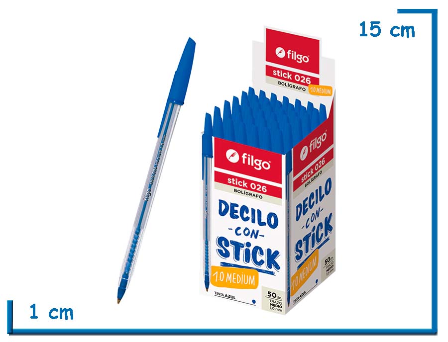 FILGO BOLIGRAFO STICK 026 AZUL SUELTO DCS 1.0 MEDIUM