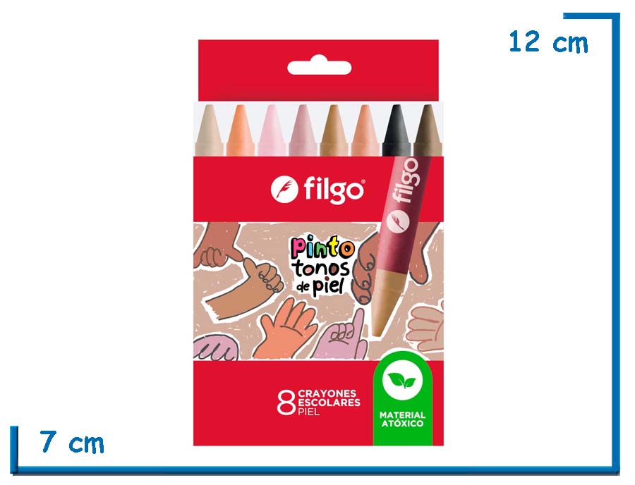 FILGO PINTO TONOS DE PIEL 8 CRAYONES ESCOLARES PIEL