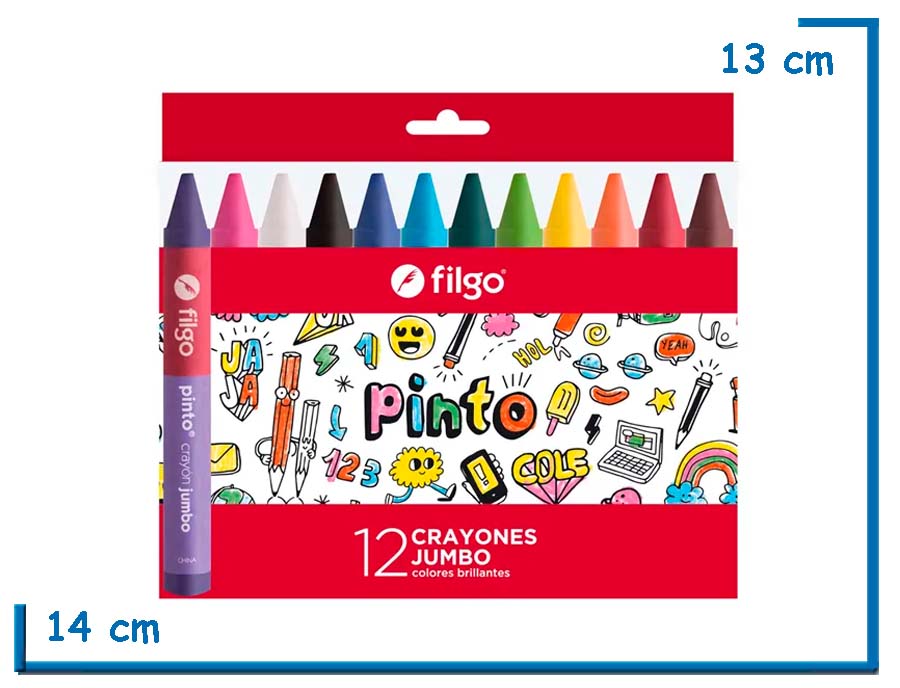 FILGO PINTO 12 CRAYONES JUMBO COLORES BRILLANTES