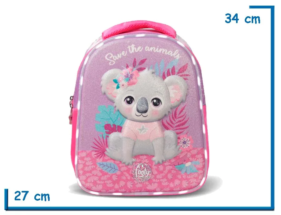 MOCHILA ESPALDA 13″ KOALA LILA CON LUZ LED