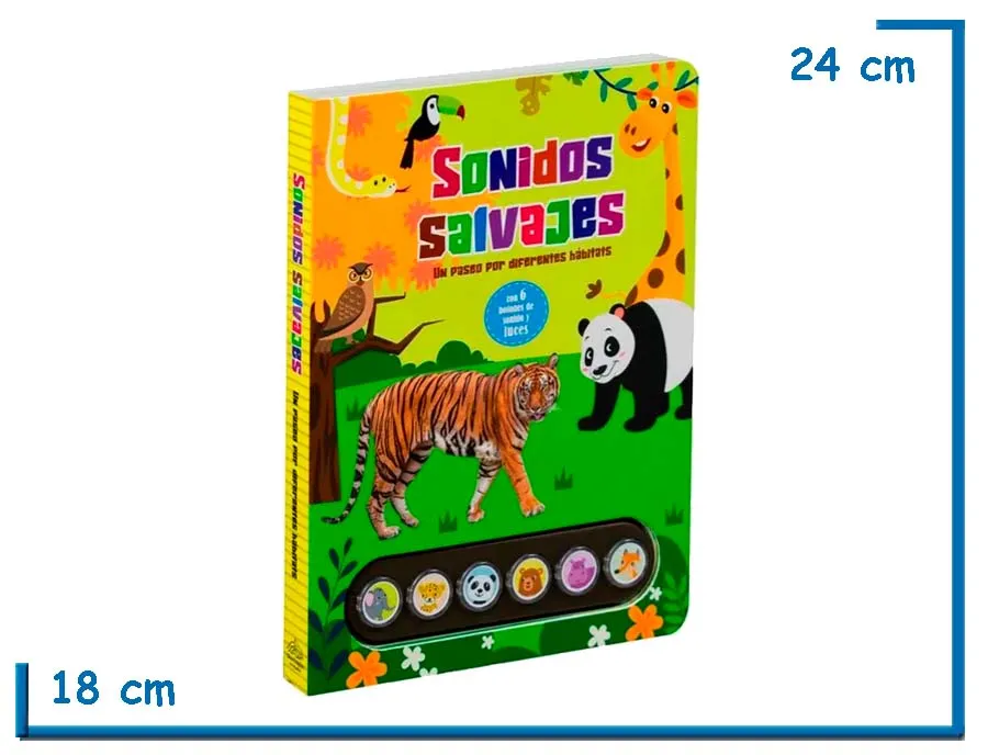 LIBRO SONIDOS SALVAJES TAPA DURA CON LUZ Y SONIDO