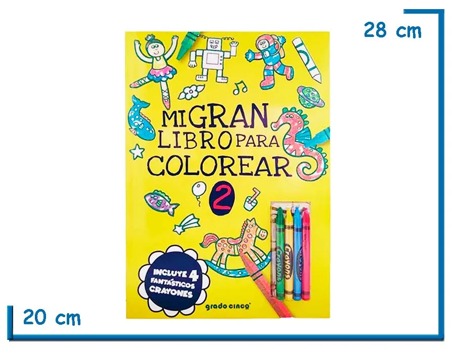LIBRO MI GRAN LIBRO PARA COLOREAR 2 AMARILLO CON CRAYONES