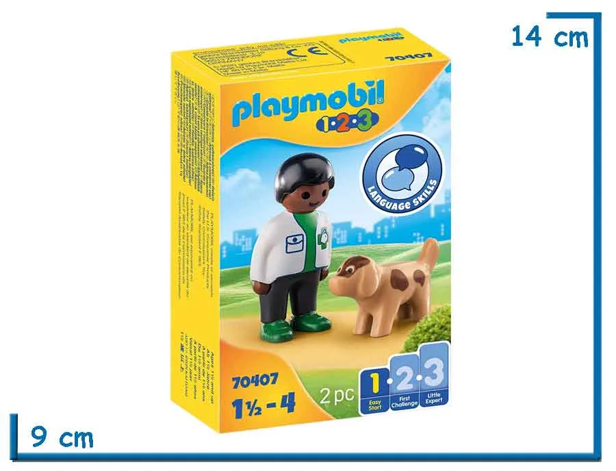 PLAYMOBIL 1.2.3 VETERINARIO CON PERRO