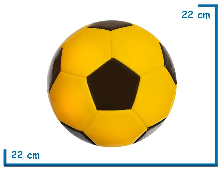 PELOTA DE CUERO N°5 AMARILLA Y NEGRA REFORZADA