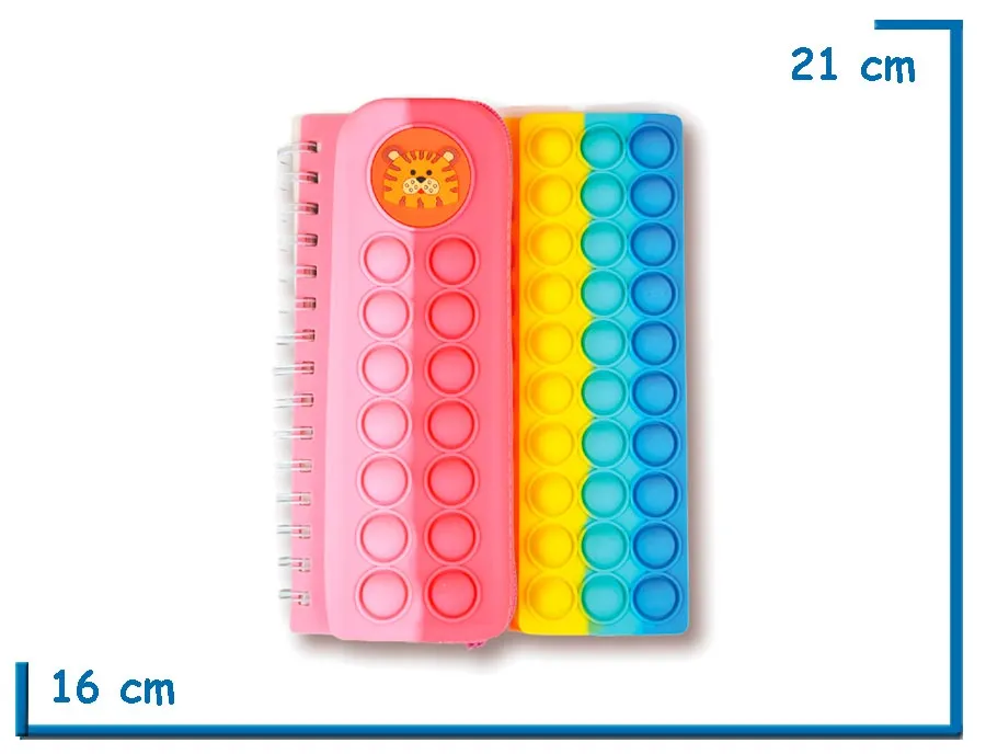 CUTIE LIFE CUADERNO Y CARTUCHERA ROSA Y FUCSIA DE SILICONA