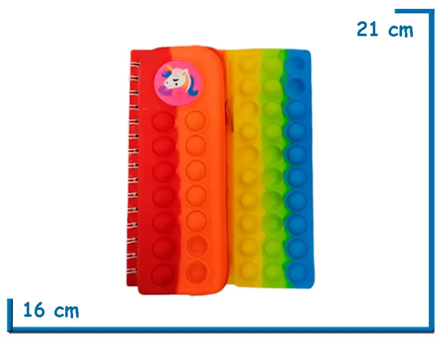 CUTIE LIFE CUADERNO Y CARTUCHERA ROJA Y NARANJA DE SILICONA