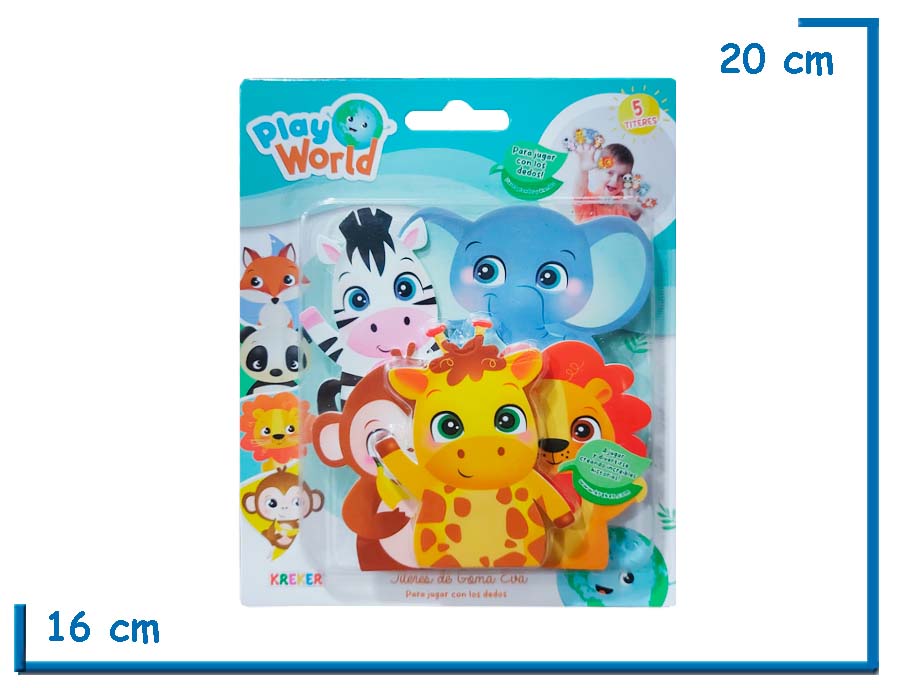 PLAY WORLD ANIMALITOS DE LA SELVA TITERES DE GOMA EVA