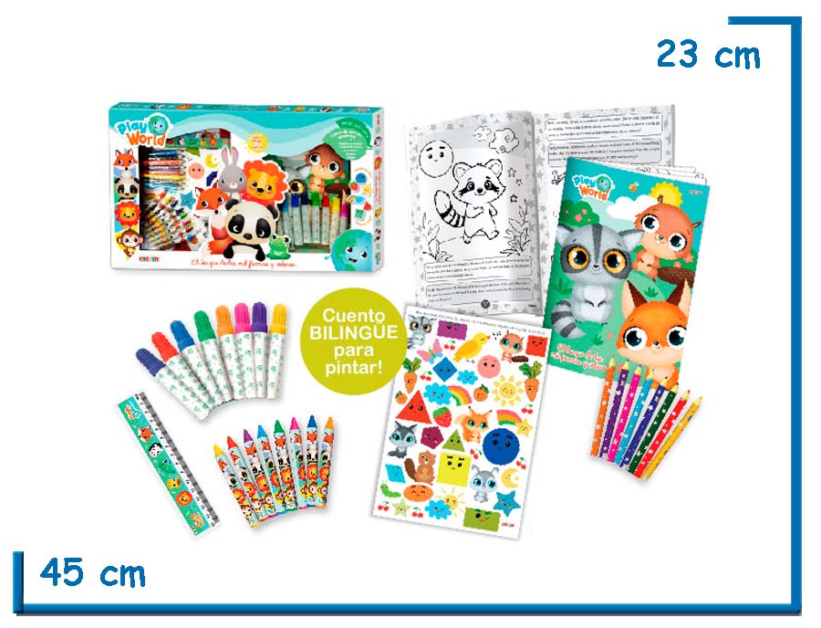 PLAY WORLD EL BOSQUE DE LAS MIL FORMAS Y COLORES CUENTO PARA PINTAR
