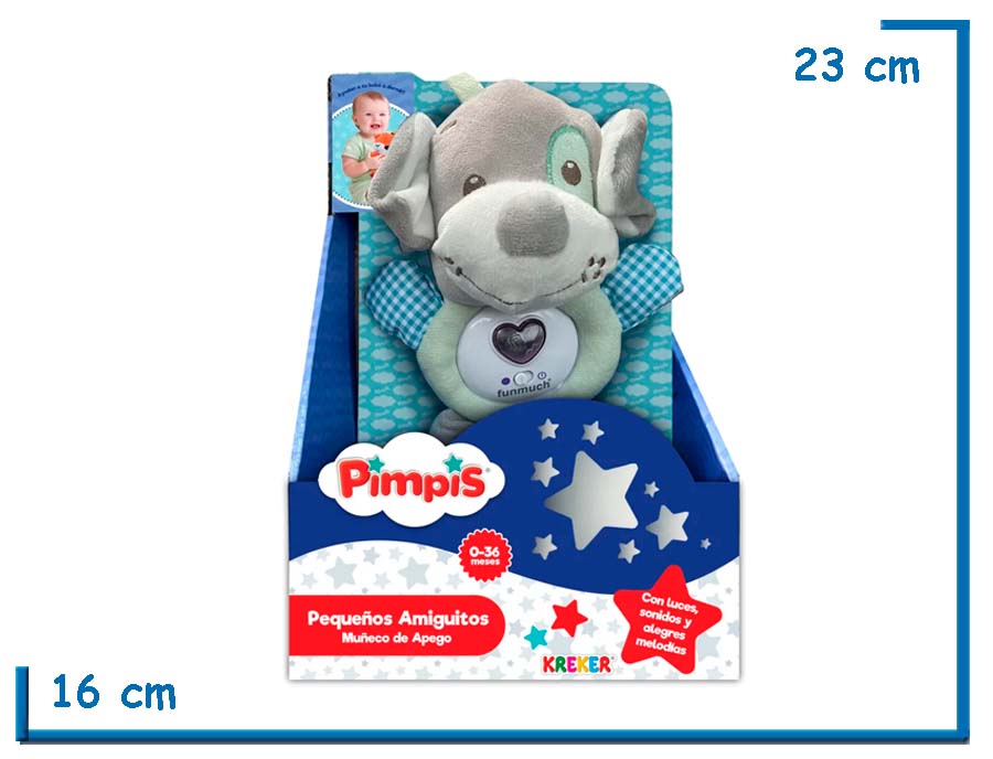 PIMPIS PEQUEÑOS AMIGUITOS PERRITO MUÑECO DE APEGO LUZ Y SONIDO