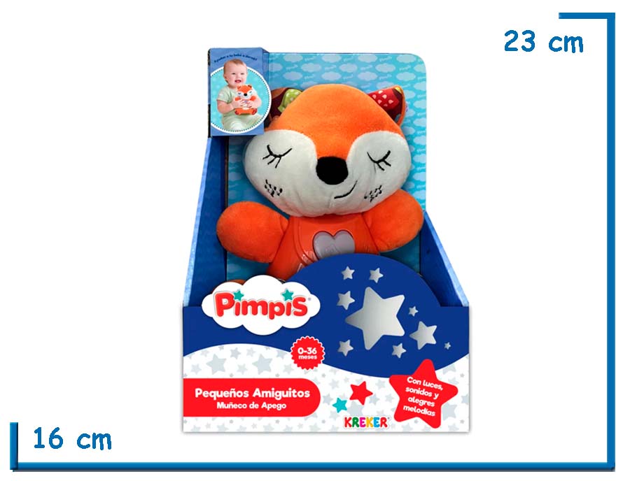 PIMPIS PEQUEÑOS AMIGUITOS ZORRITO MUÑECO DE APEGO LUZ Y SONIDO