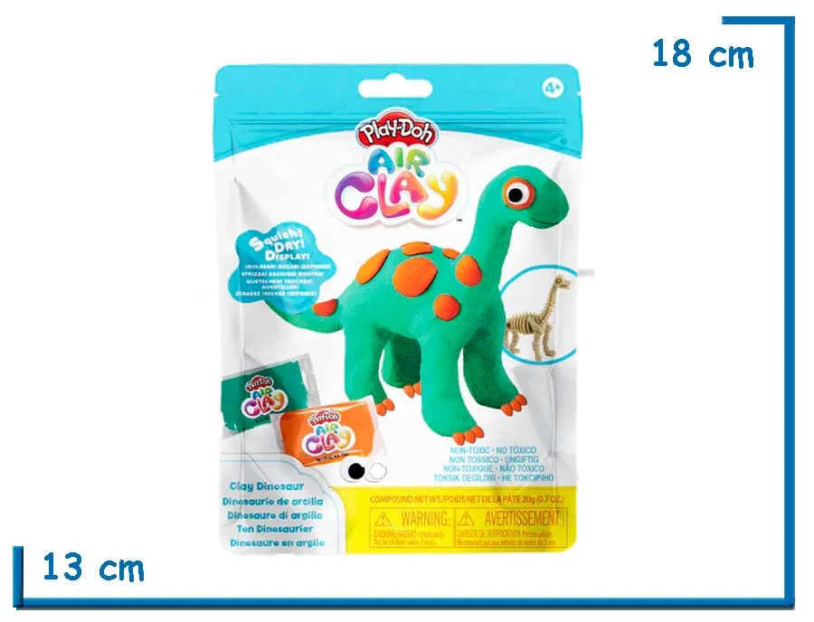 PLAY-DOH AIR CLAY CLAY DINOSAUR VERDE Y NARANJA