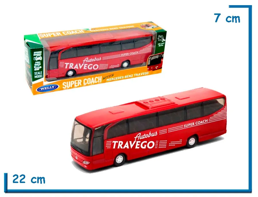 WELLY SUPER COACH 1.60 AUTOBUS ROJO PULLBACK MERCEDES BENZ