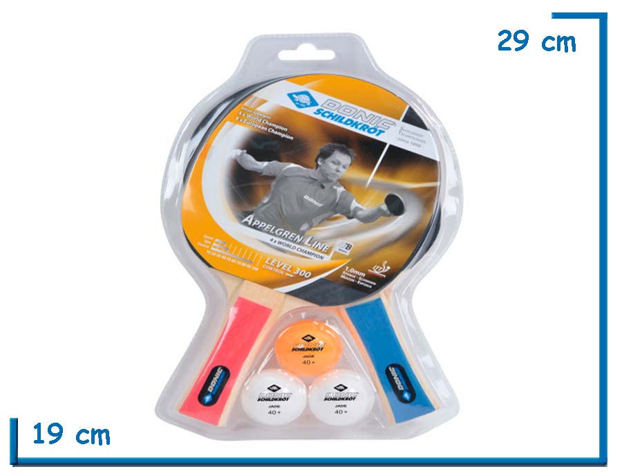 DONIC PALETAS PING PONG X2 CON 3 PELOTAS APPELGREN LINE LVL 300