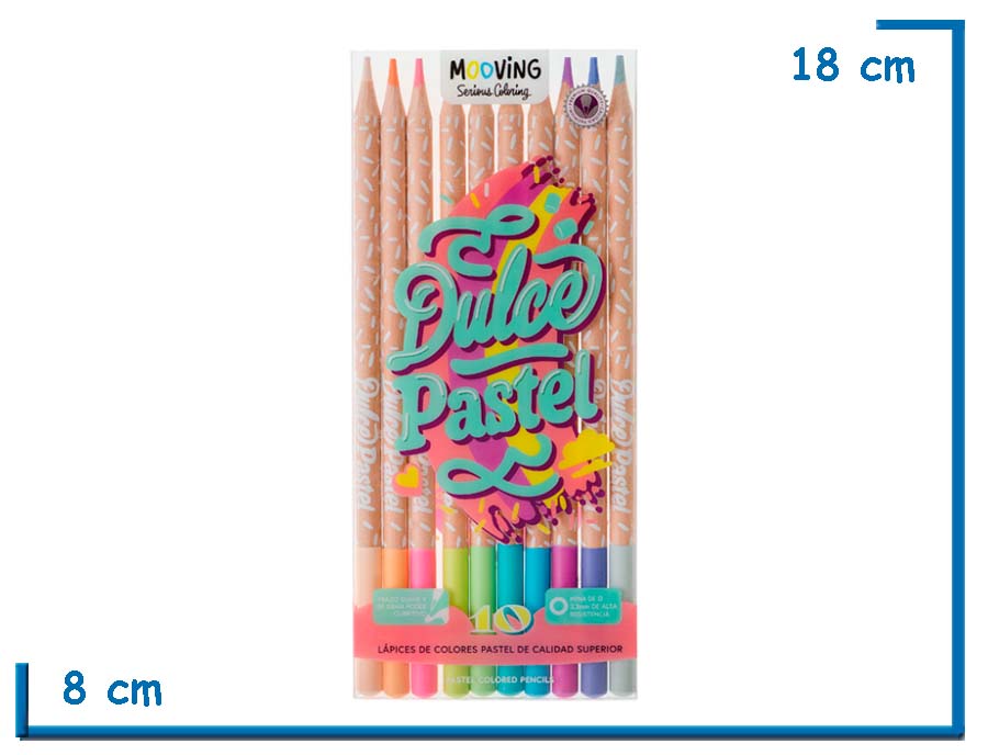 MOOVING DULCE PASTEL LAPICES DE COLORES PASTEL X10