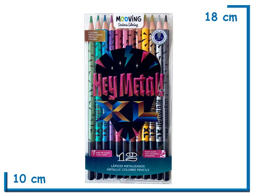 MOOVING HEY METAL! XL LAPICES METALIZADOS DE COLORES X12