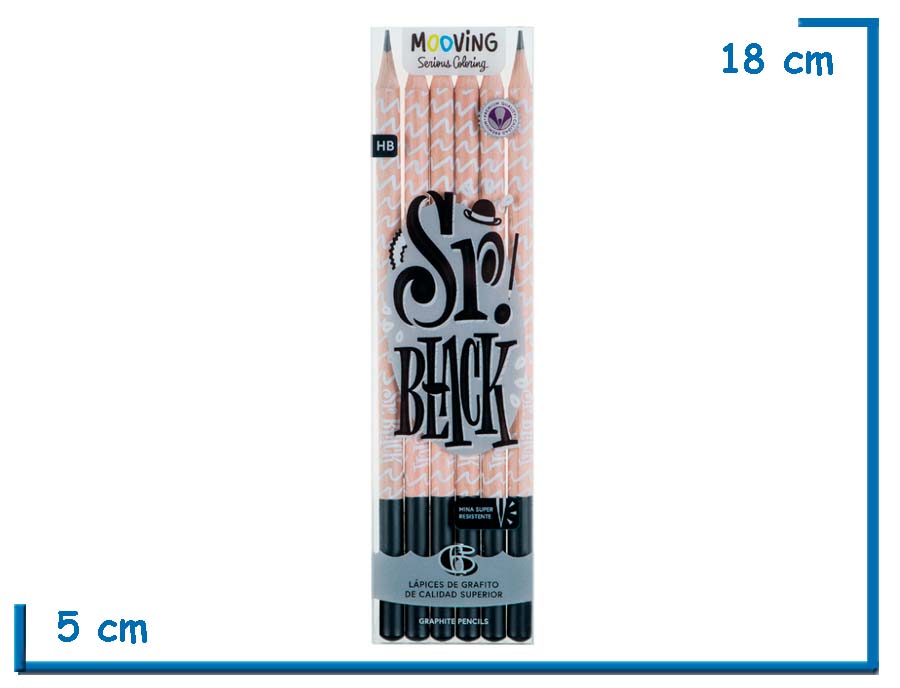 MOOVING SR. BLACK LAPICES DE GRAFITO X6