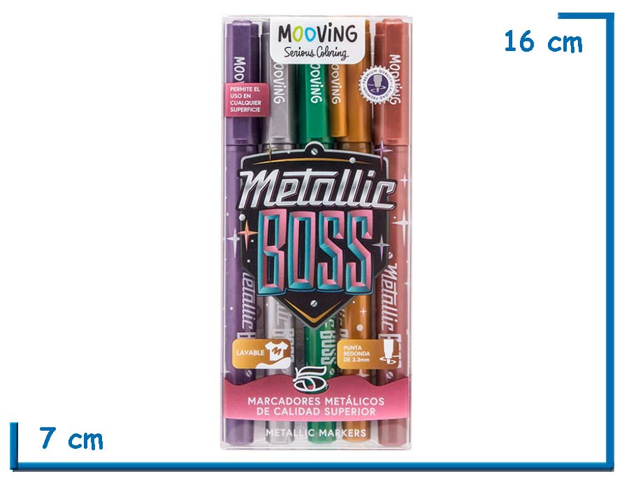 MOOVING METALLIC BOSS MARCADORES METALICOS X5