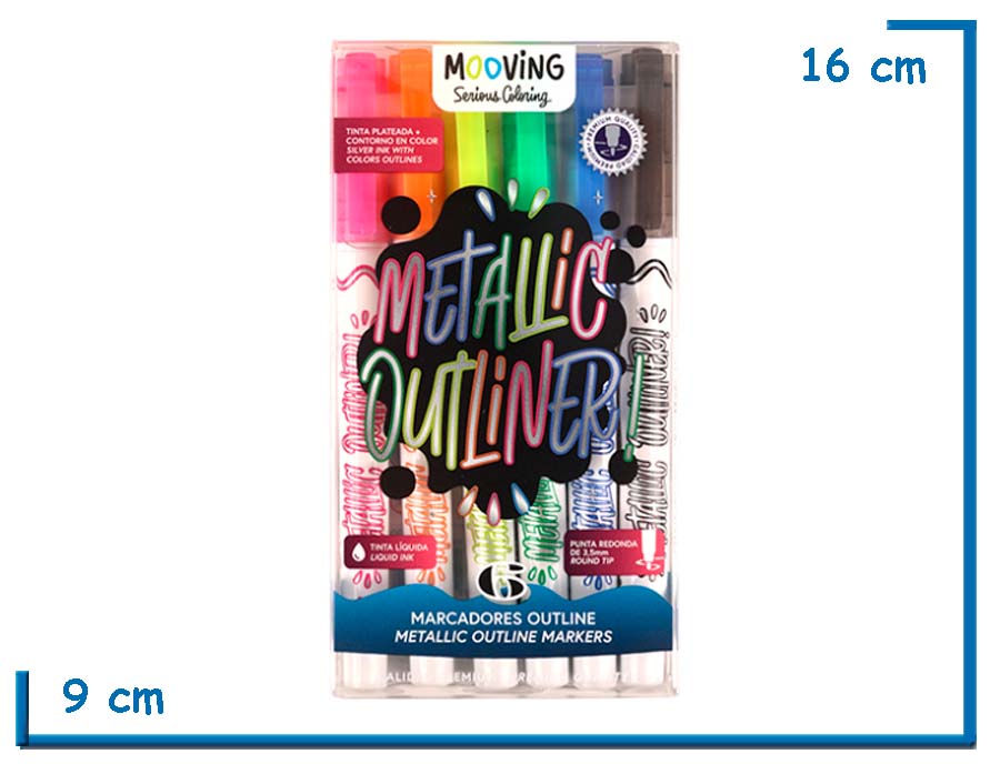 MOOVING METALLIC OUTLINER MARCADORES OUTLINE X6