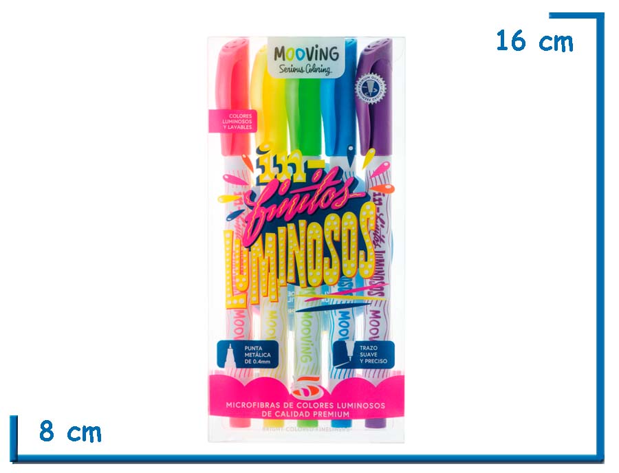 MOOVING FINITOS LUMINOSOS MICROFIBRAS DE COLORES LUMINOSOS X5