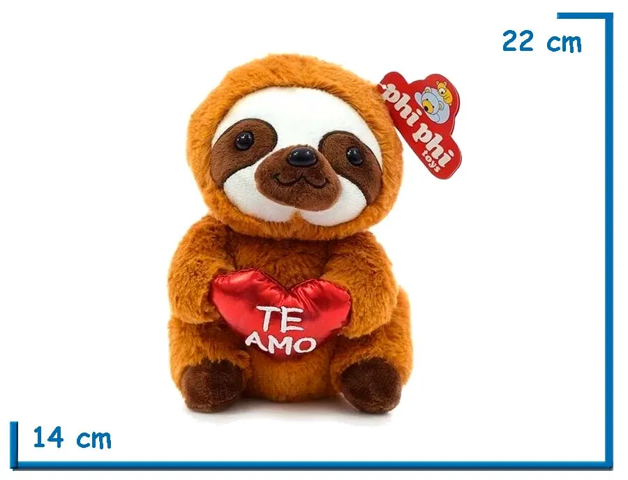PELUCHE PEREZOSO CON CORAZON TE AMO