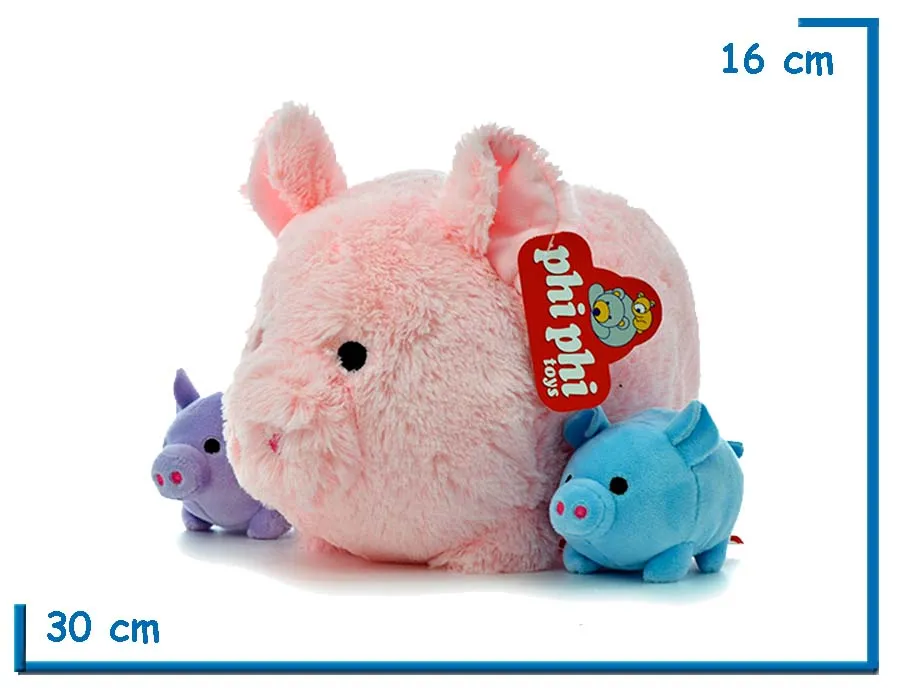 PELUCHE MAMA CERDITO CON 2 HIJOS 25CM