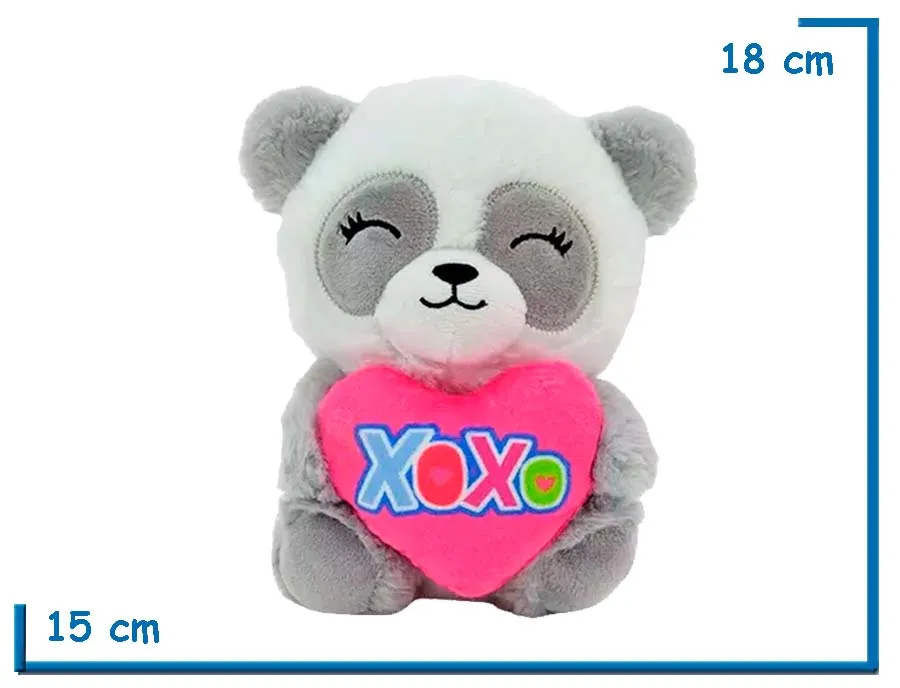 PELUCHE PANDA CON CORAZON XOXO 18CM