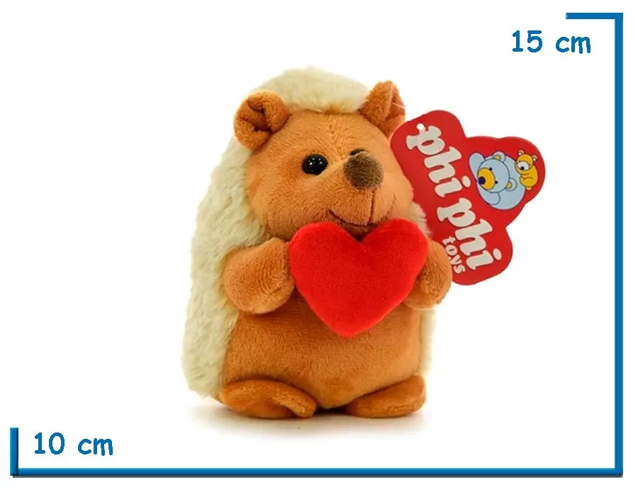 PELUCHE PUERCOESPIN MARRON CON CORAZON 15CM