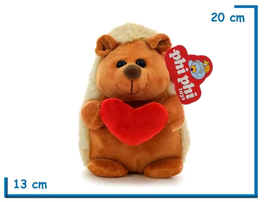 PELUCHE PUERCOESPIN MARRON CON CORAZON 20CM