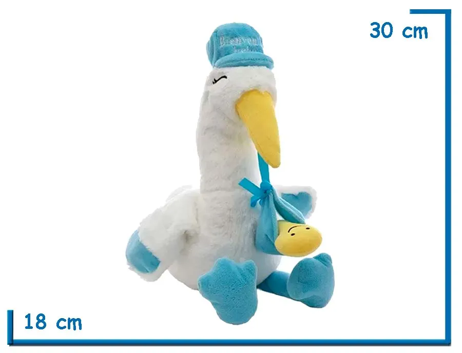 PELUCHE CIGUEÑA CELESTE 30CM