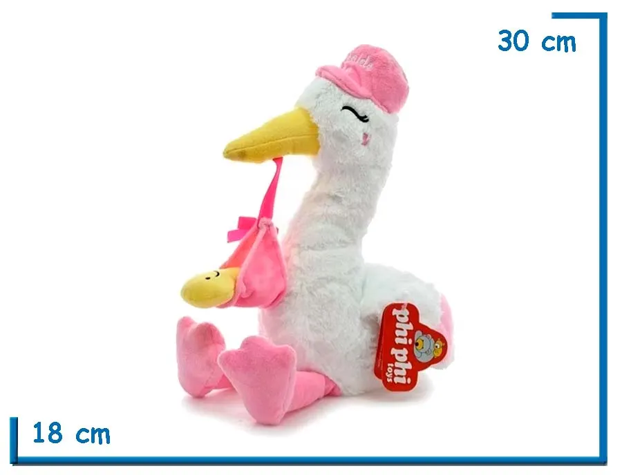 PELUCHE CIGUEÑA ROSA 30CM