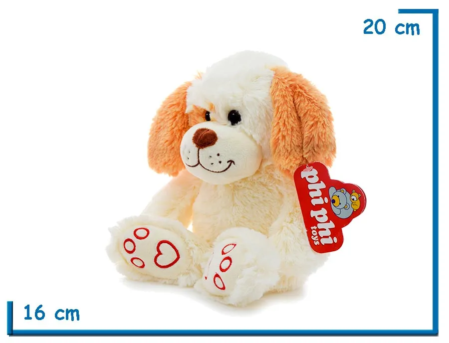 PELUCHE PERRO BLANCO SENTADO 20CM