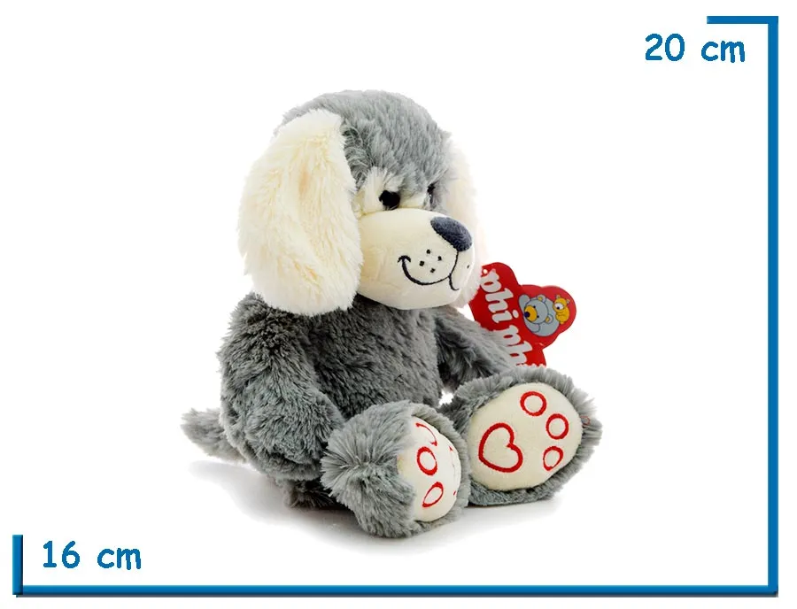 PELUCHE PERRO GRIS SENTADO 20CM