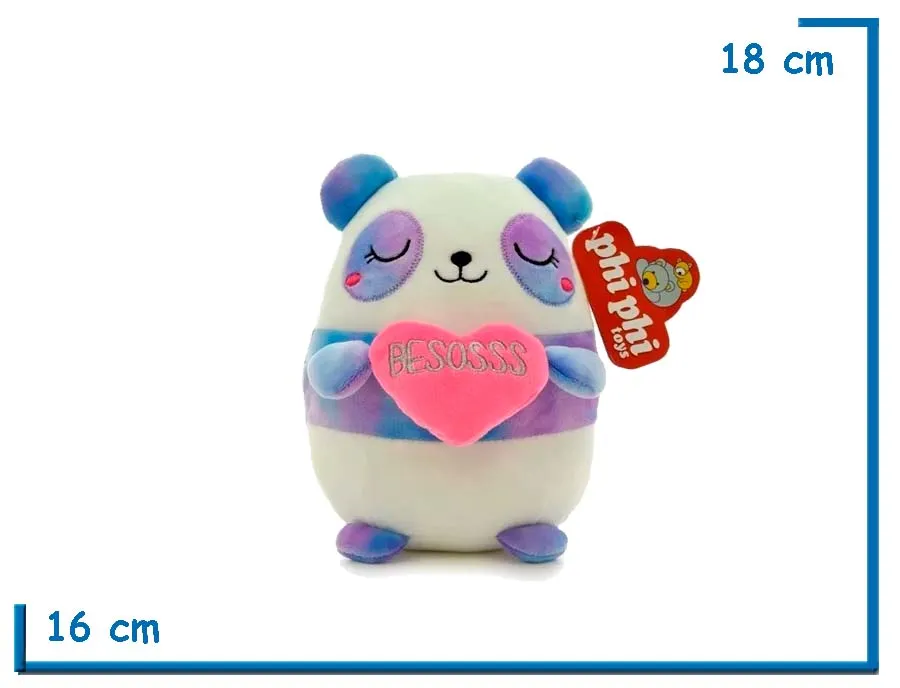 PELUCHE PANDA VIOLETA CON CORAZON BESOSSSS