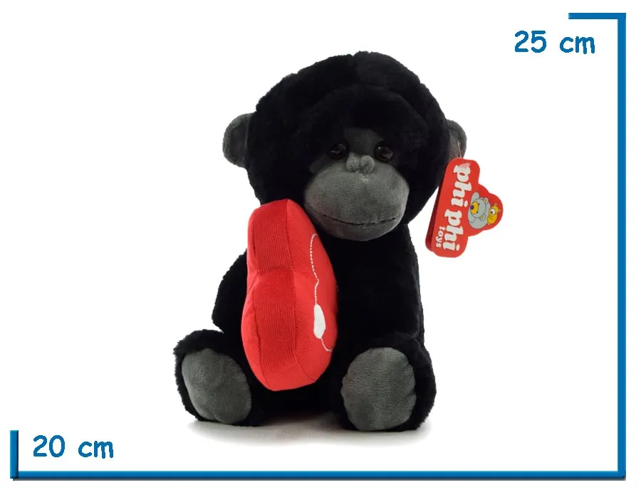 PELUCHE MONO CON CORAZON 25CM