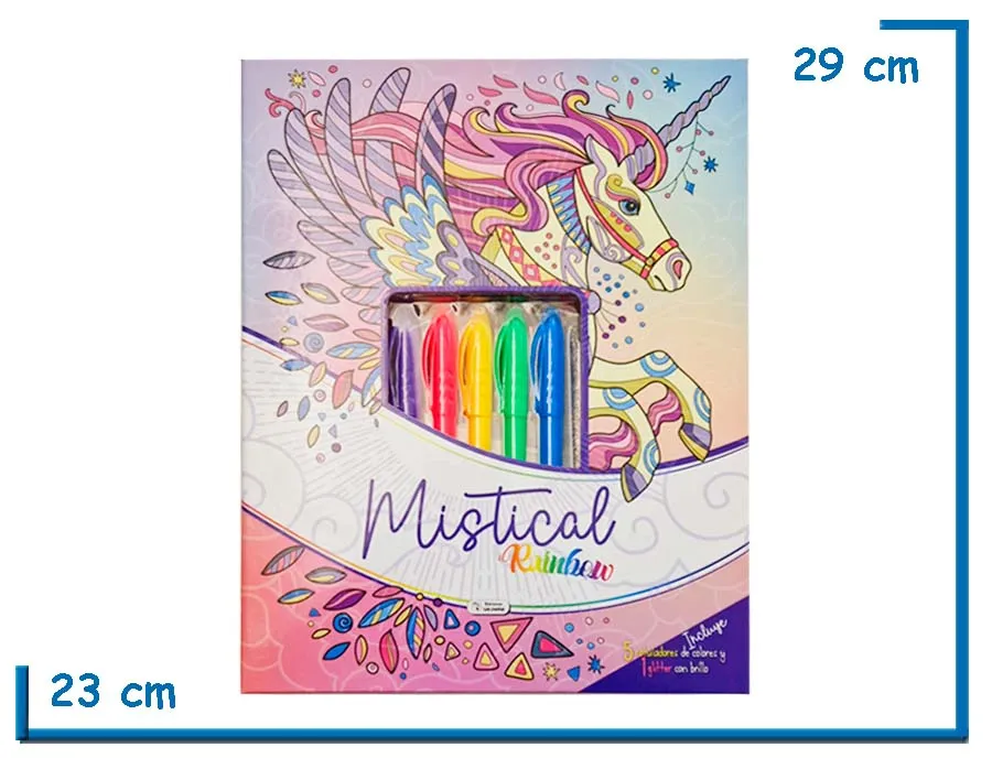 L.MISTICAL RAINBOW UNICORNIO CON ROTULADORES Y GLITTER