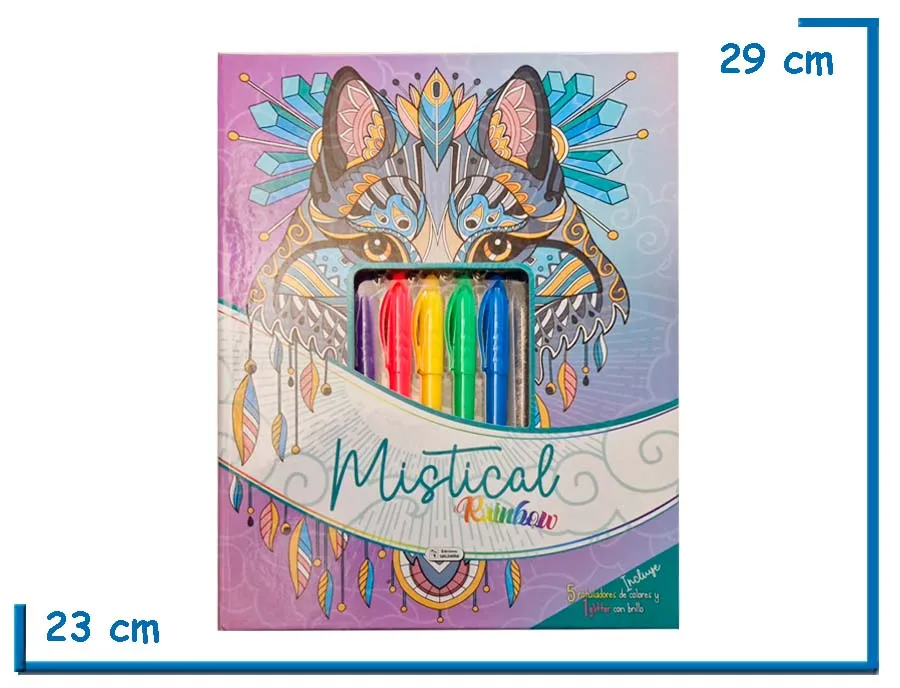 L.MISTICAL RAINBOW LOBO CON ROTULADORES Y GLITTER