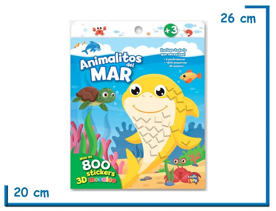 L.ANIMALITOS DEL MAR MEDIANO CON 800 STICKERS 3D MOSAICO