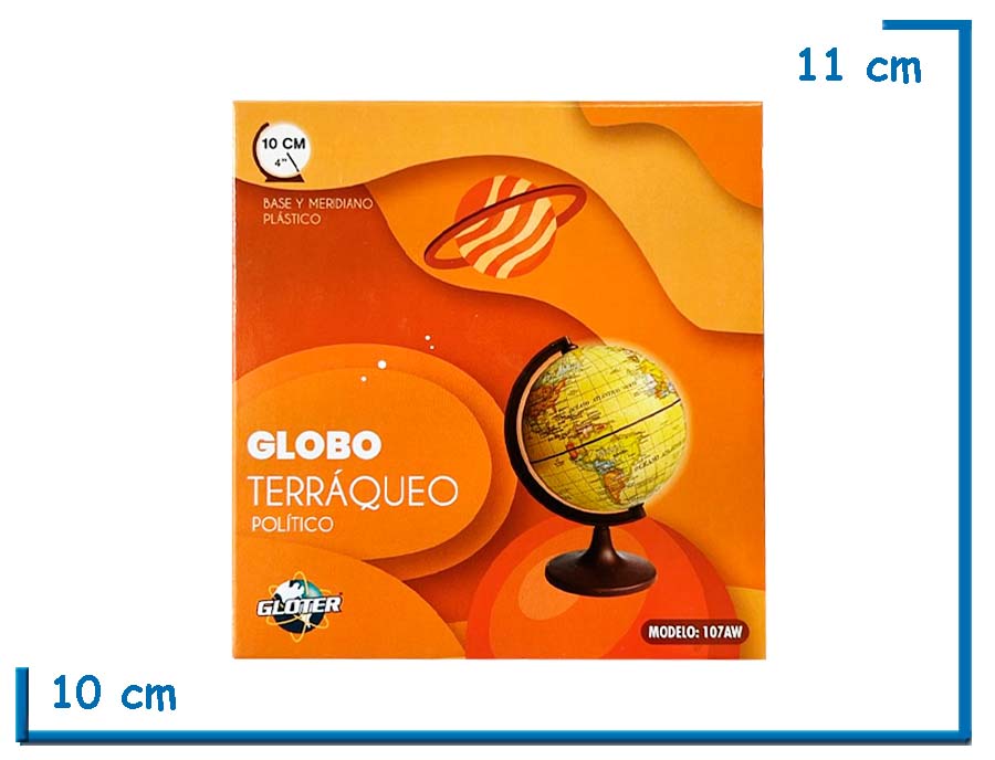 GLOTER GLOBO TERRAQUEO POLITICO SEPIA BASE PLASTICA 10CM