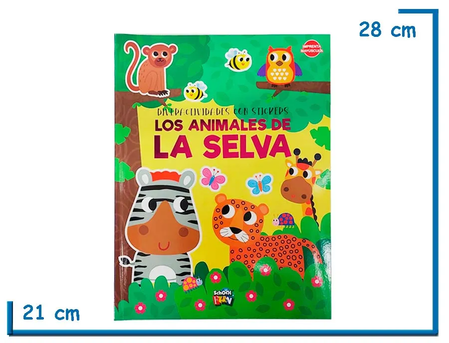 L.DIVERACTIVIDADES LOS ANIMALES DE LA SELVA CON STICKERS