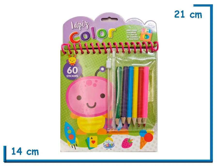 L.LAPIZ COLOR GUSANO CON 6 LAPICES Y STICKERS