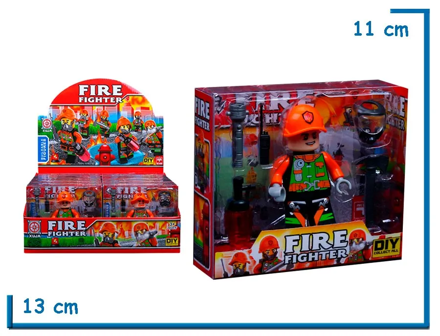 FIRE FIGHTER RESCUE FIGURA CASCO CON VISERA CON ACCESORIOS