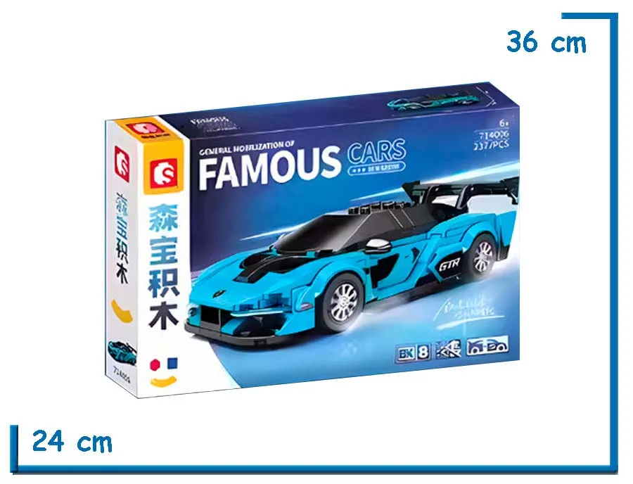 SEMBO BLOCK GM FAMOUS CARS 237 PZS AUTO TURQUESA 714006