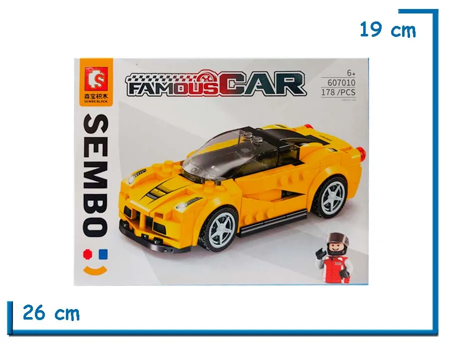 SEMBO BLOCK FAMOUS CARS 178 PZS AUTO AMARILLO 607010