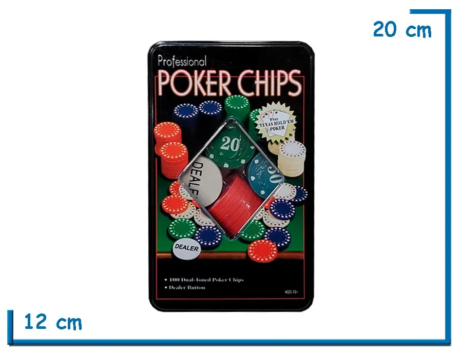 PROFESSIONAL POKER CHIPS FICHAS X100 EN LATA