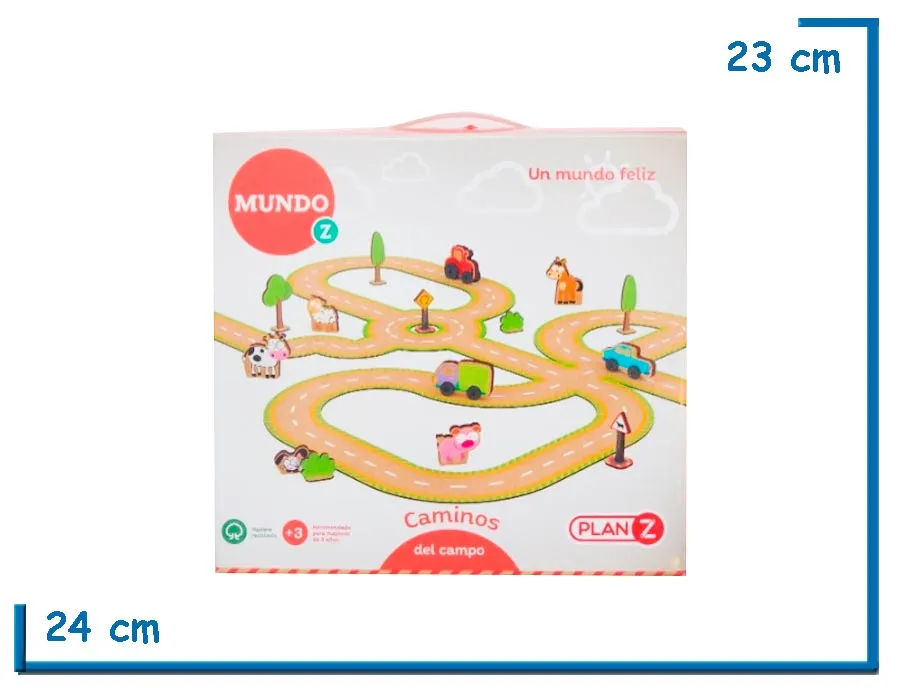 MUNDO Z CAMINOS DE CAMPO CON AUTITOS DE MADERA